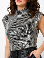 Mock-Neck sleeeless Blouse